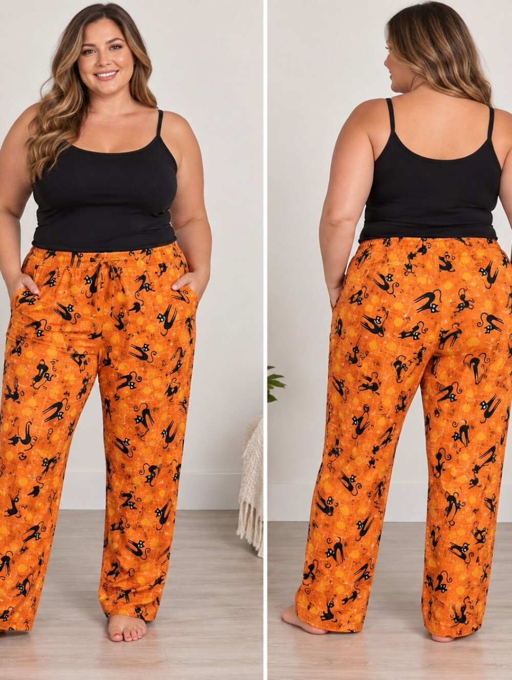 Halloween black cat pajama pants Sz4XL New